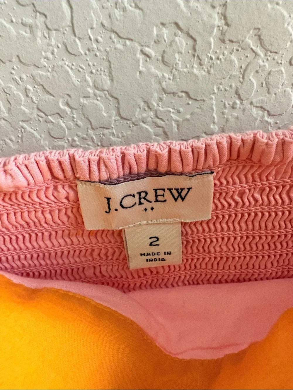 J qCREW Reimagined Tiered Color Block Pink Orange Midi Dress Pockets 2 worn once